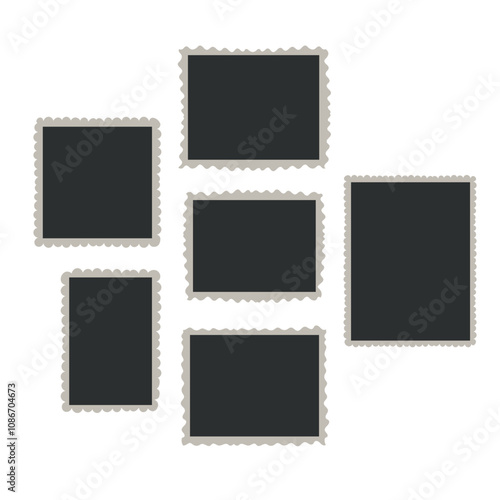 Blank photo card frame, film set. Retro vintage photography. Template or mockup for design. Vintage Photographs