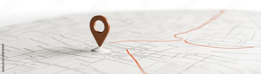 Fototapeta premium a map with a location pin marker on a white background.