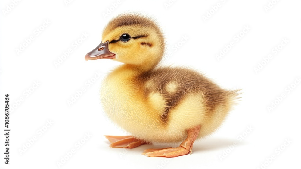Cute Yellow Duckling on White Background Cute Yellow Duckling on White Background
