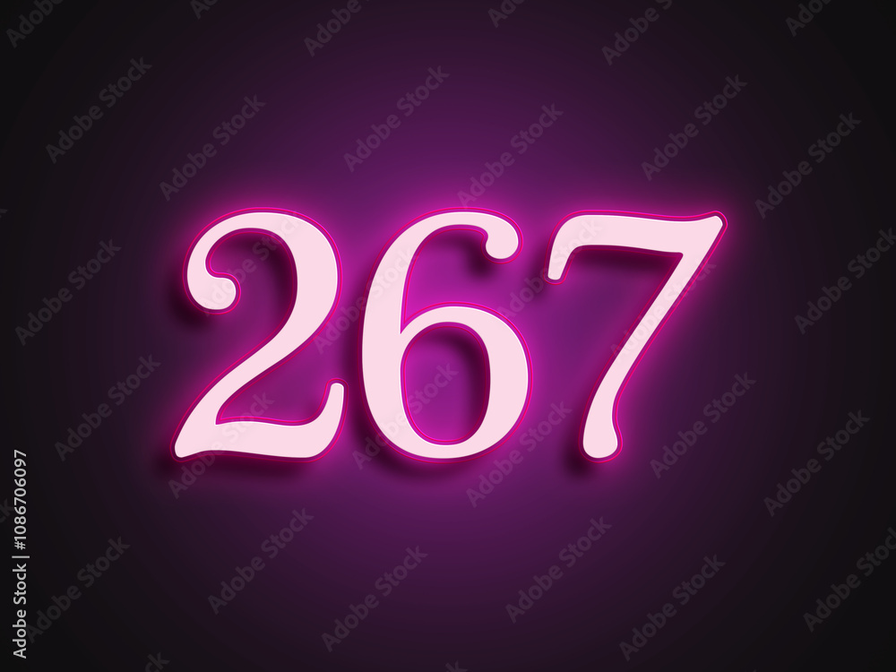 Pink glowing Neon light text effect of number 267. Pink glowing Neon light text effect of number 267.