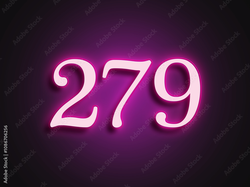 Pink glowing Neon light text effect of number 279. Pink glowing Neon light text effect of number 279.