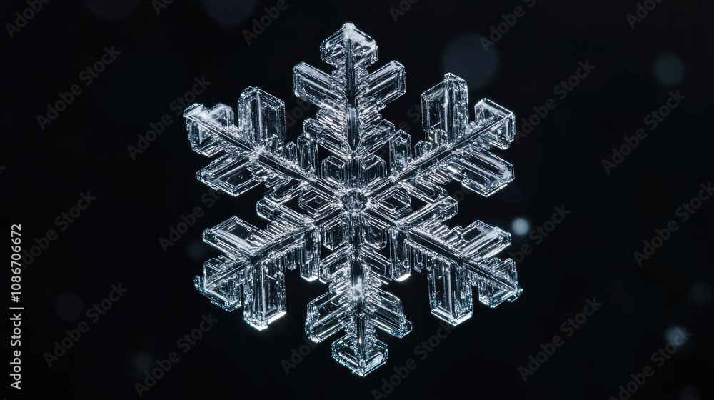 A detailed, intricate snowflake against a dark background, showcasing its unique crystalline structure and beauty. A detailed, intricate snowflake against a dark background, showcasing its unique crystalline structure and beauty.
