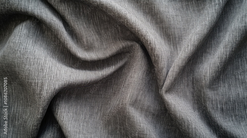 A close-up of textured gray fabric, showcasing elegant waves and subtle, iridescent fibers. A close-up of textured gray fabric, showcasing elegant waves and subtle, iridescent fibers.