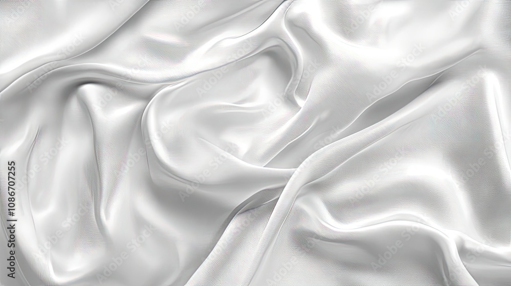 Obraz premium An elegant display of luxurious white silk fabric, gracefully draped to create smooth curves and soft textures.
