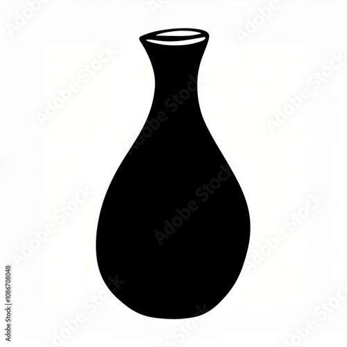 black hand drawn vase isolated on white