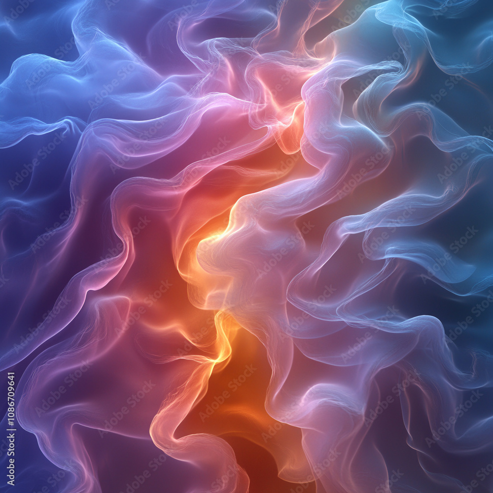 Abstract swirls in the form of light smoky clouds that shimmer with rainbow shades, delicate pastel colors, a soft, enveloping effect, a feeling of dreaminess Abstract swirls in the form of light smoky clouds that shimmer with rainbow shades, delicate pastel colors, a soft, enveloping effect, a feeling of dreaminess