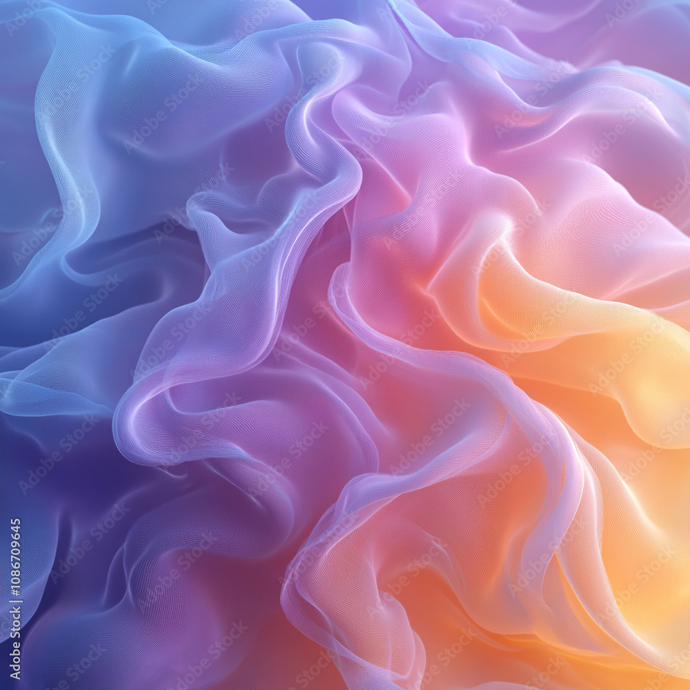 Obraz premium Abstract swirls in the form of light smoky clouds that shimmer with rainbow shades, delicate pastel colors, a soft, enveloping effect, a feeling of dreaminess 