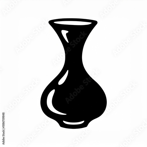 black hand drawn vase isolated on white