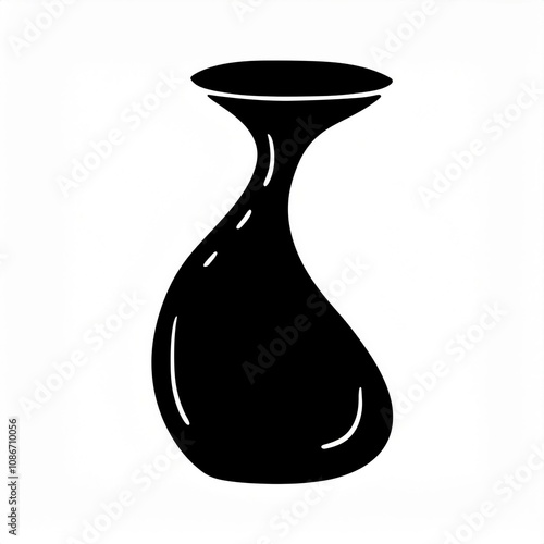 black hand drawn vase isolated on white