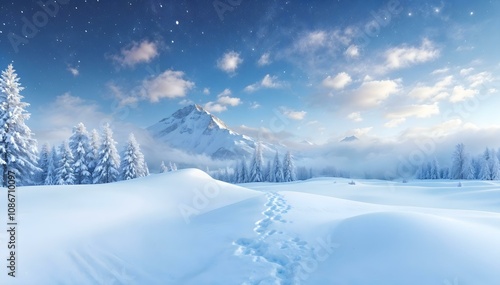 winter landscape with snow