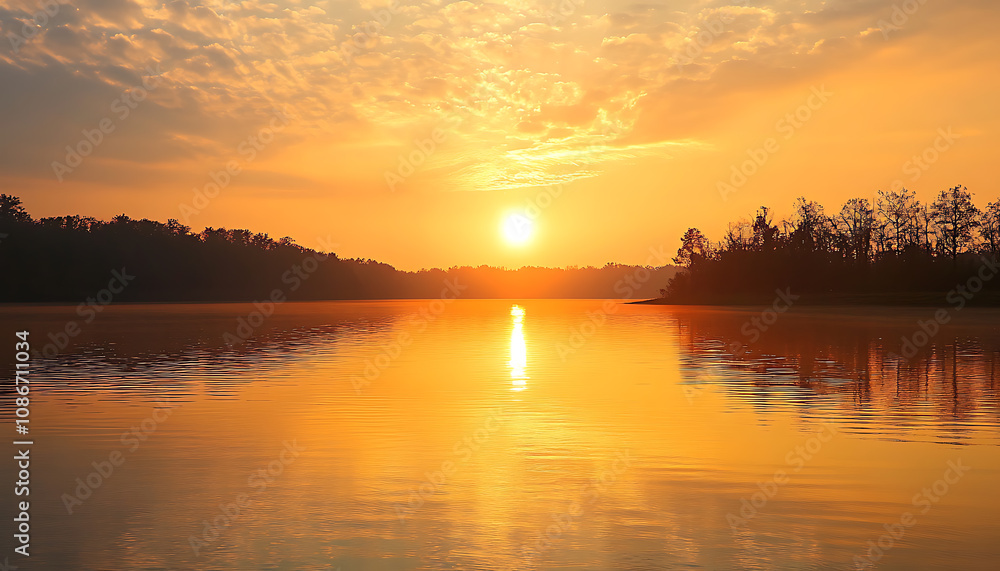 peaceful sunset over calm water warm golden light with reflection on lake nature serene landscape peaceful sunset over calm water warm golden light with reflection on lake nature serene landscape