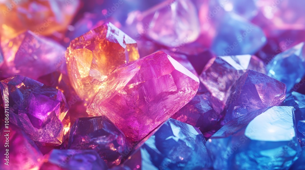 A vibrant collection of colorful crystalline gemstones showcasing hues of purple, orange, and blue. A vibrant collection of colorful crystalline gemstones showcasing hues of purple, orange, and blue.