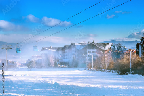 Ski resort Bansko, Bulgaria, ski lift photo