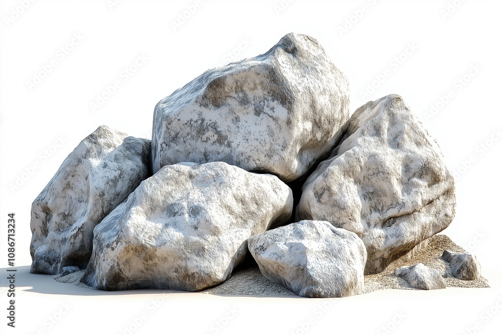 Fototapeta premium Rock Isolated, Stone Podium, Cliff mountain on white background well material montage your products display, Clipping paths