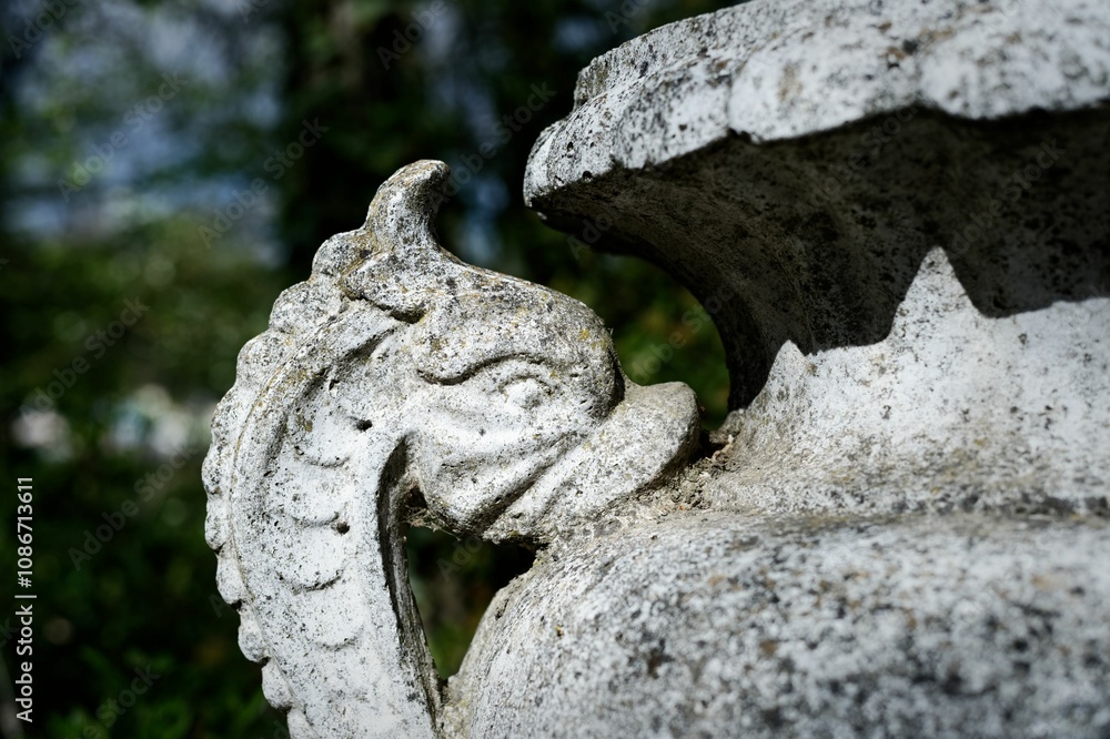 Weathered Stone Sculpture Close-Up Weathered Stone Sculpture Close-Up