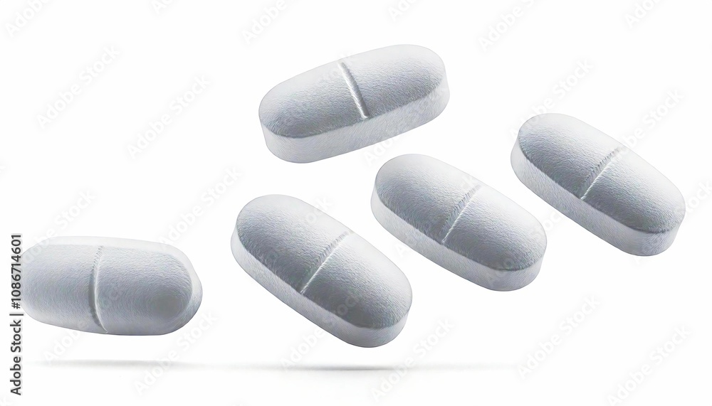 Floating white capsules representing medicine and healthcare concepts. Floating white capsules representing medicine and healthcare concepts.