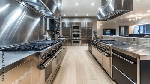 Wallpaper Mural Culinary innovation showcase modern kitchen design contemporary home interior photography sleek environment wide angle functionality focus Torontodigital.ca