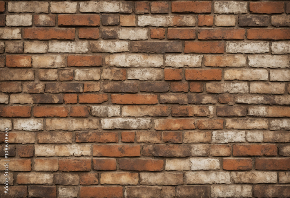 Weathered Brick Wall with Rustic Charm, Aged Brick Texture for Urban Designs, Vintage Red Brick Wall with Weathered Texture Weathered Brick Wall with Rustic Charm, Aged Brick Texture for Urban Designs, Vintage Red Brick Wall with Weathered Texture