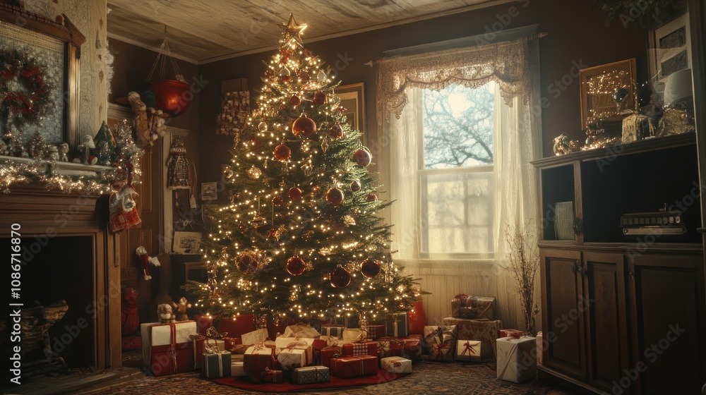 A Cozy Christmas Eve in a Rustic Home: A Beautifully Decorated Christmas Tree A Cozy Christmas Eve in a Rustic Home: A Beautifully Decorated Christmas Tree