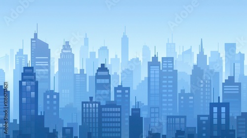 Blue Tech City Architecture Background - A Futuristic Urban Landscape of Innovation. The Blue - Hued Buildings with Sleek Lines, Symbolizing the Technological Advancements