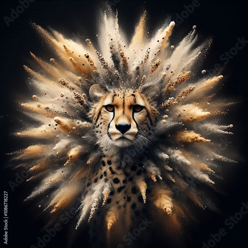 Cheetah Spots A cheetah’s spots explode into a chaotic burst o photo