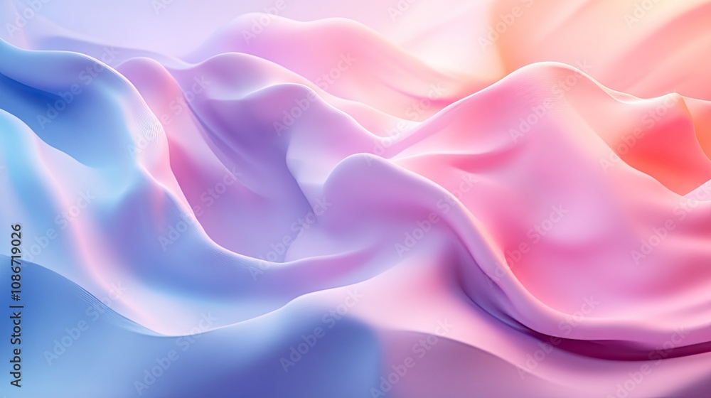 Fototapeta premium A mesmerizing blend of soft pink and blue waves creates a serene and dreamy atmosphere.