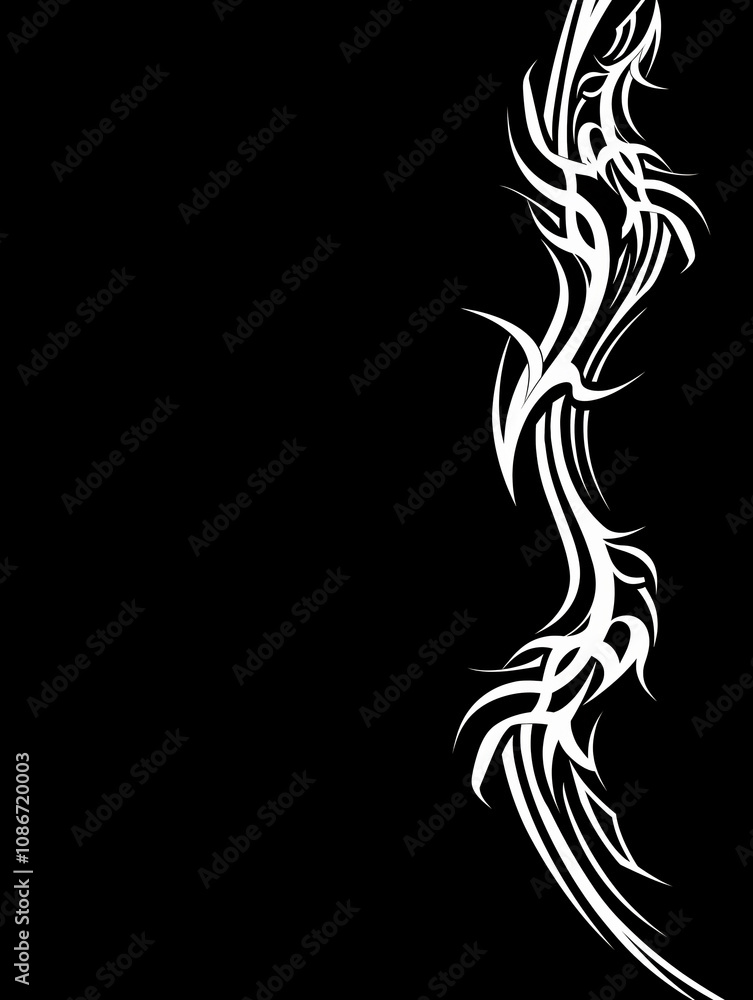 White Sci-Fi Ornament with Curved Lines on Black Background for Decorative Page Corners White Sci-Fi Ornament with Curved Lines on Black Background for Decorative Page Corners
