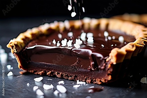 chocolate ganache tart with sea salt rich chocolate and a butter photo