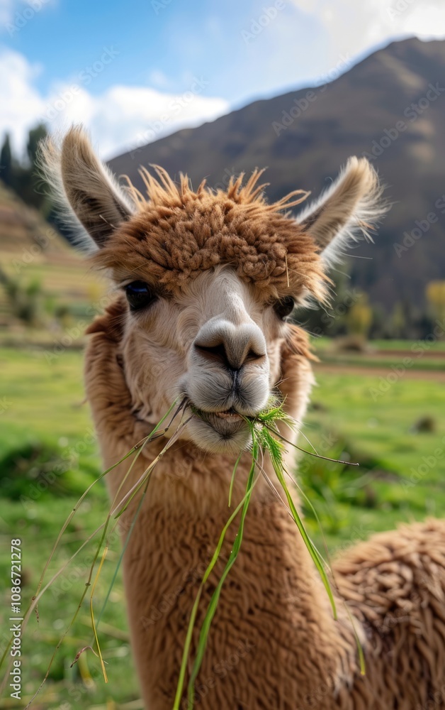 Obraz premium Alpaca Portrait in the Andes