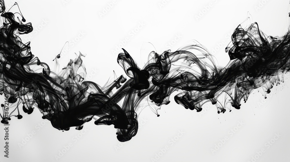 Swirling Black Ink Patterns on a White Background, Capturing Dynamic Movement and Artistic Expression in Fluid Motion, Perfect for Abstract Art Enthusiasts and Graphic Designs Swirling Black Ink Patterns on a White Background, Capturing Dynamic Movement and Artistic Expression in Fluid Motion, Perfect for Abstract Art Enthusiasts and Graphic Designs