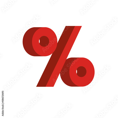 vector red percent sign. volumetric red percentage