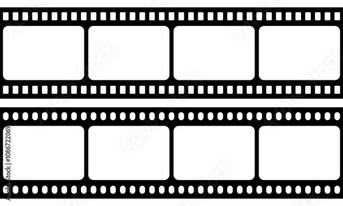 Film strip isolated vector icon. Retro picture with film strip icon. Film strip roll. Video tape photo film strip frame vector on transparent