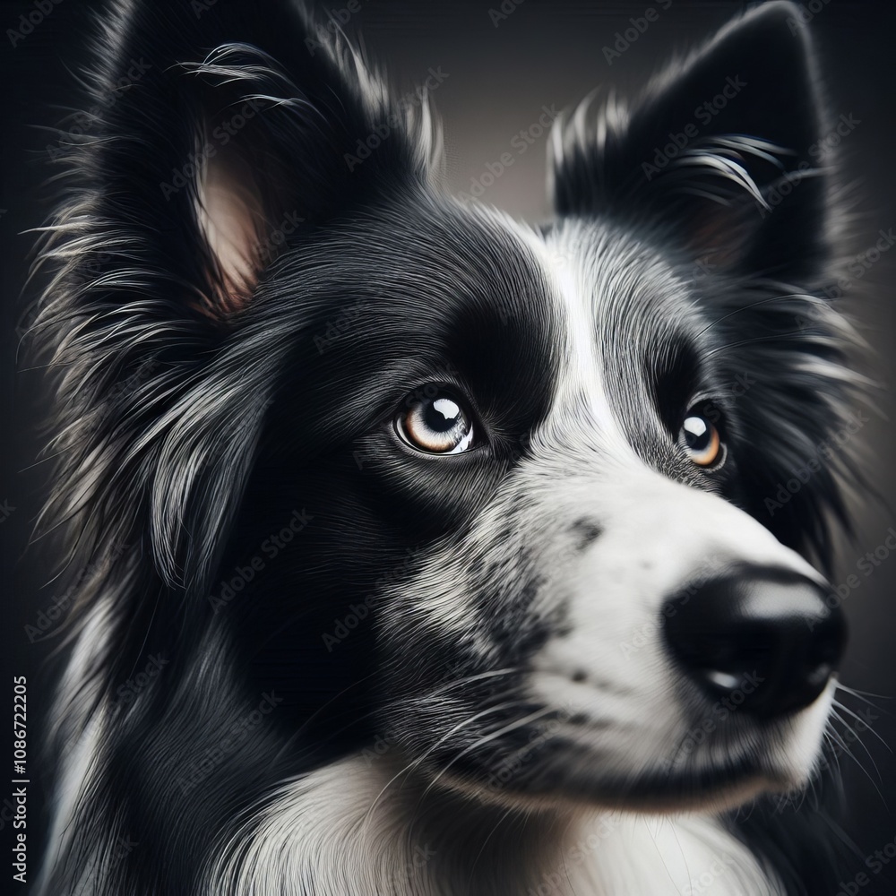 Close up of a Border Collie's face – Black and white fur alert Close up of a Border Collie's face – Black and white fur alert