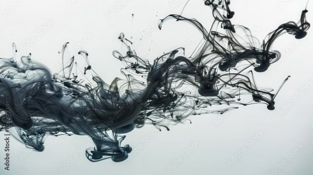 Graceful Swirls of Black Ink Dancing in Water Captured in Stunning Detail for Abstract Art and Design Purposes Graceful Swirls of Black Ink Dancing in Water Captured in Stunning Detail for Abstract Art and Design Purposes