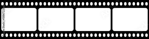 Film strip isolated vector icon. Retro picture with film strip icon. Film strip roll. Video tape photo film strip frame vector on transparent	