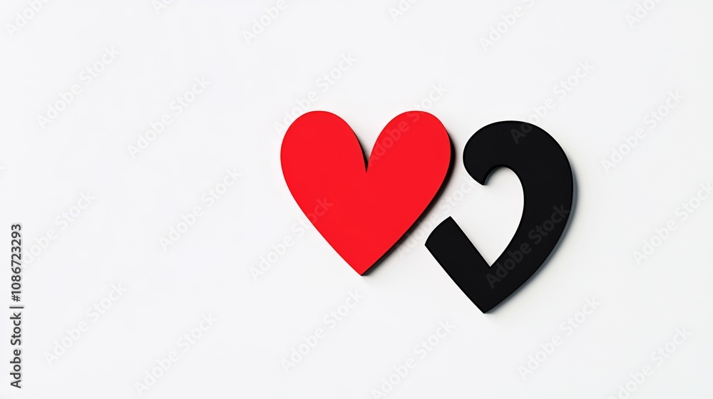 Heart and a number 2 are on a white background. The heart is red and the number 2 is black Heart and a number 2 are on a white background. The heart is red and the number 2 is black
