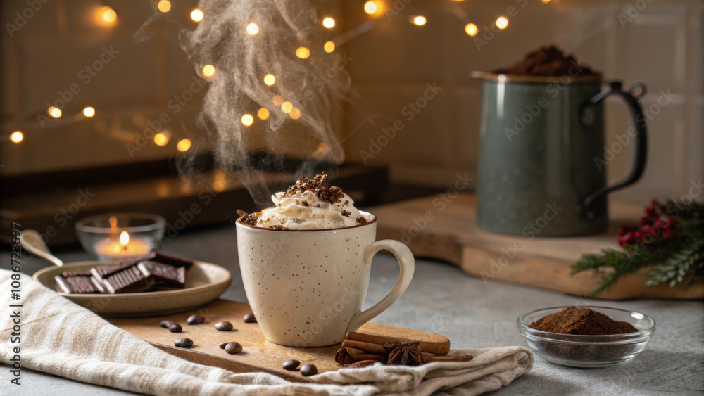 cozy winter breakfast with steaming hot cocoa and chocolate treats cozy winter breakfast with steaming hot cocoa and chocolate treats
