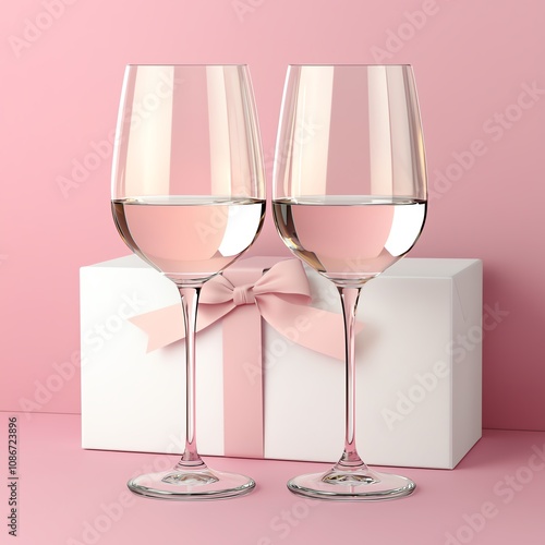 Customengraved glassware set in gift packaging, celebratory theme, 3D illustration photo