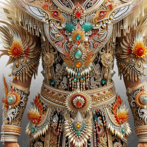 Close Up The elaborate Incan attire worn by performers photo