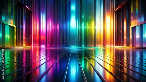 Abstract Holographic Gradient Blended Rainbow in Dark Jewel Tones for Captivating Architectural Photography Backgrounds