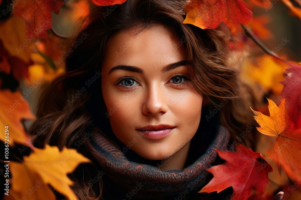 close up with a subject holding or surrounded by vibrant autumn close up with a subject holding or surrounded by vibrant autumn