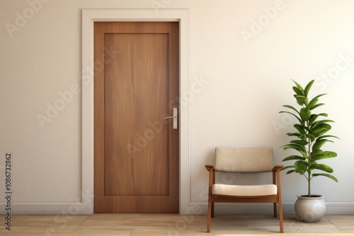 Wooden door and seat furniture hardwood chair.