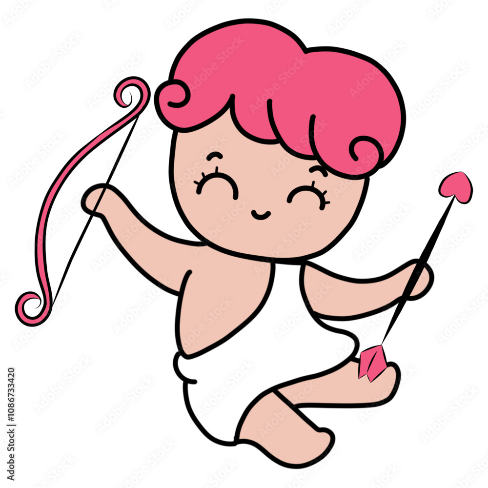 Cupid cartoon character, god of love, desire, son of the goddess Venus, love holding a heart arrow, Valentine's Day, in love, vector Cupid cartoon character, god of love, desire, son of the goddess Venus, love holding a heart arrow, Valentine's Day, in love, vector
