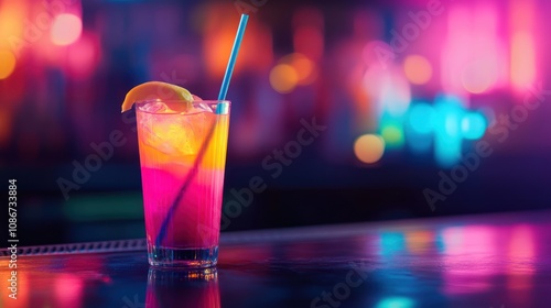 Colorful Cocktail in a Bar