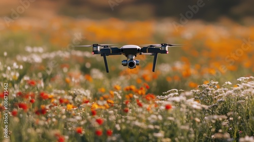 Wallpaper Mural Drone Flying over a Field of Flowers Torontodigital.ca