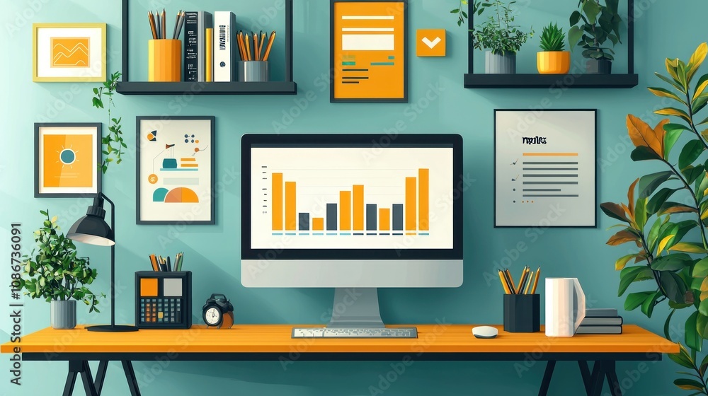 Minimalist Modern Workspace Design with Focused Product Placement for Business Presentations Minimalist Modern Workspace Design with Focused Product Placement for Business Presentations