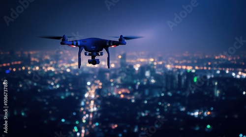 Drone over City Lights