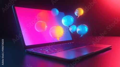 Wallpaper Mural Laptop with Colorful Chat Bubbles Torontodigital.ca