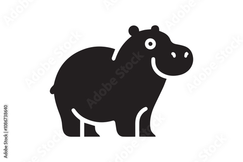 hippopotamus vector silhouette isolated in white background