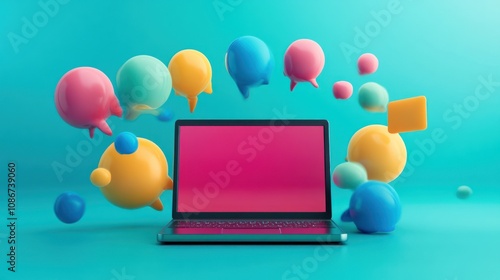 Wallpaper Mural Laptop with colorful speech bubbles Torontodigital.ca